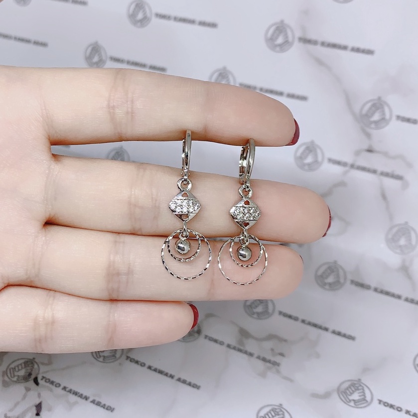 Anting Xuping Silver Perhiasan Fashion Wanita Model Ring Permata Baris *25