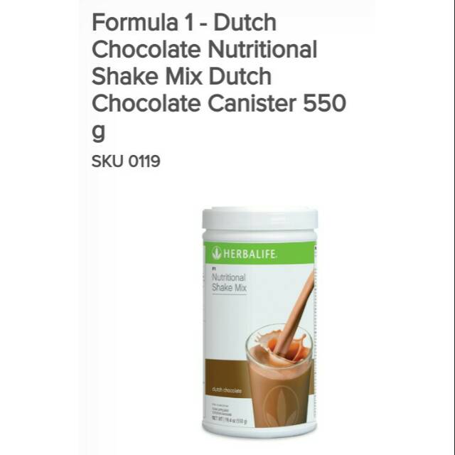 

Chocolate Nutritional Shake Mix Dutch Chocolate canister 550g