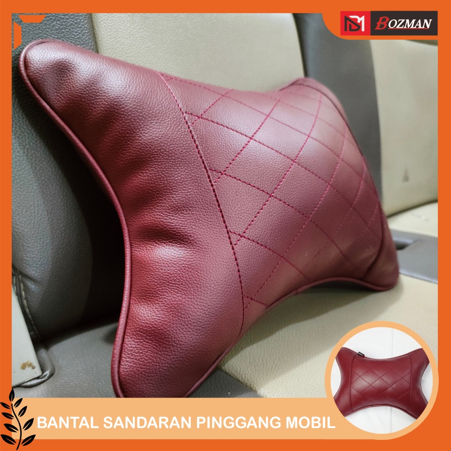 Bantal Pinggang Mobil Kulit Sintesis Pu Leather/Headrest Mobil Premium