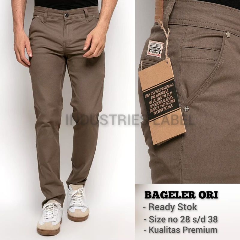 Bageler Chino Panjang Pria Celana Chino panjang slimfit big size celana chino canvas warna khaki seri CBS 7R65