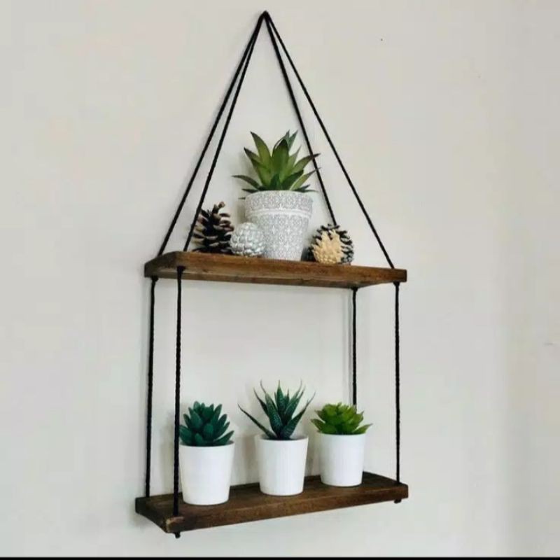 rak gantung/rak gantung tali/rak gantung susun2/rak bunga/rak gantung kayu..