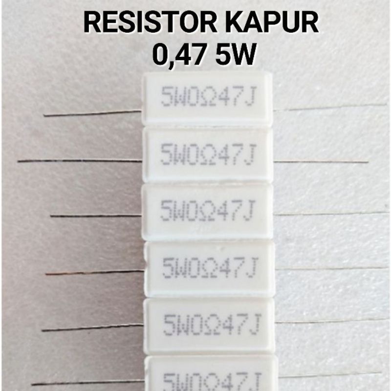 Resistor kapur 0,47 ohm 5watt R 0,47J 5 WATT