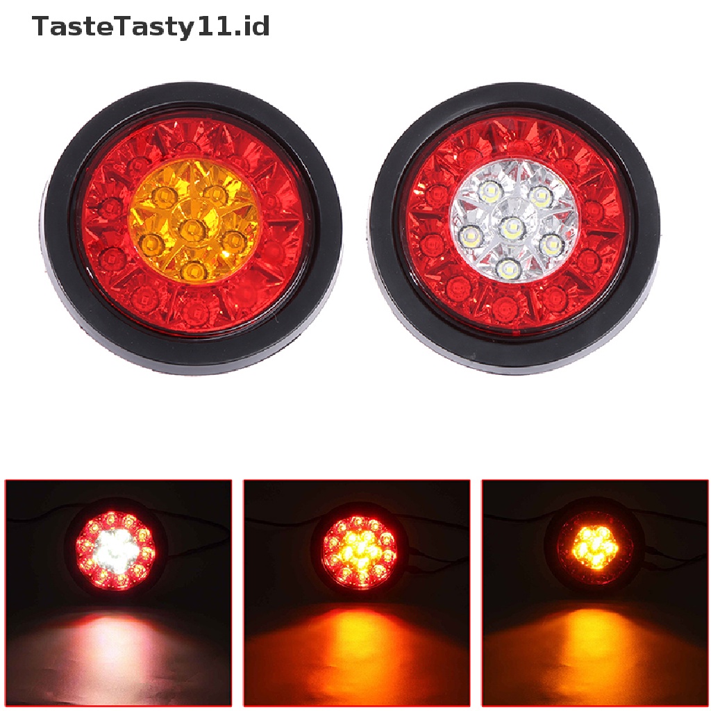 Lampu Rem / Sein 16-LED 4 &quot;Bentuk Bulat Warna Merah / Amber Untuk Truk / Trailer