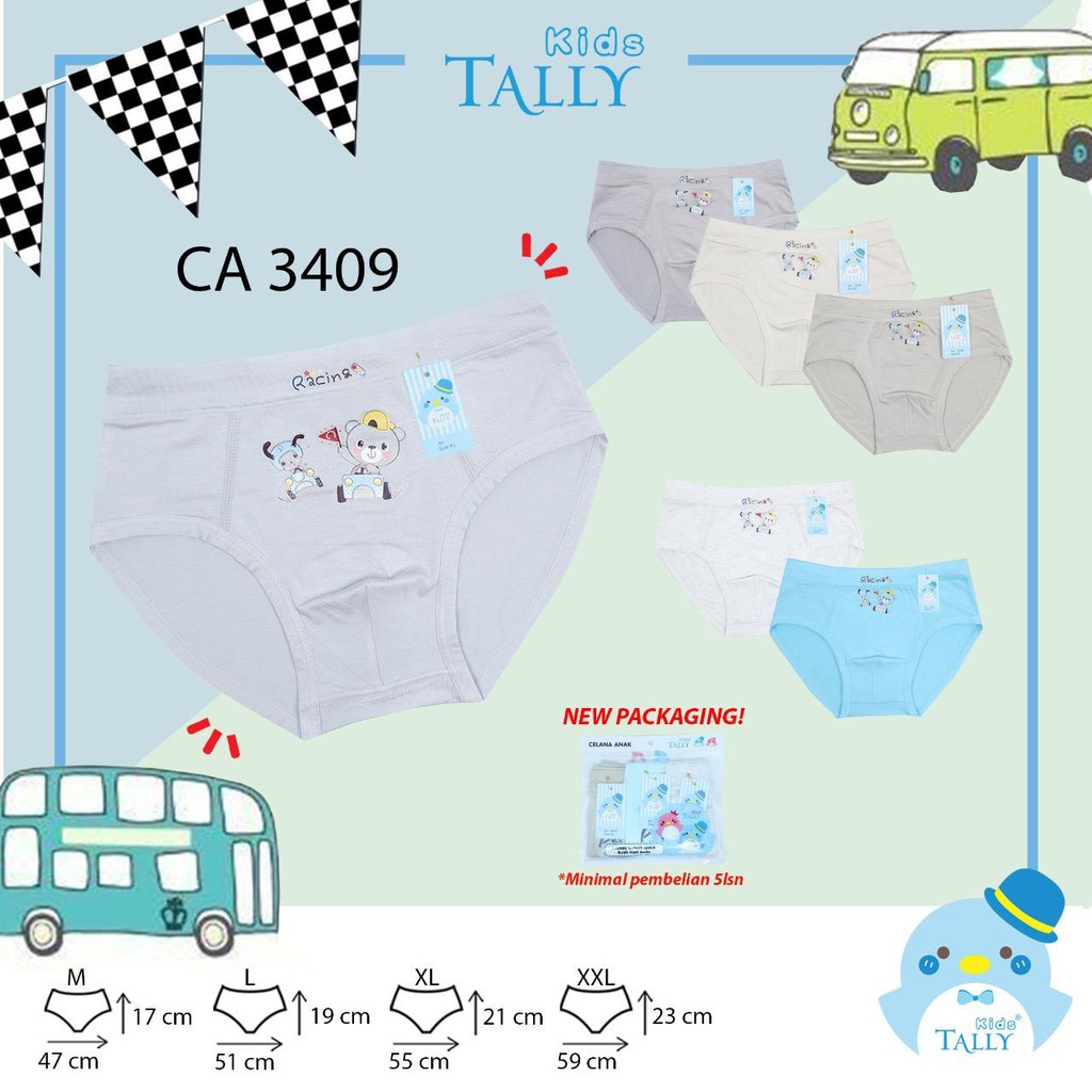 TALLY CD CELANA DALAM ANAK COWOK 3409 &amp; 3408 I SIZE M - XXL I BAHAN KATUN