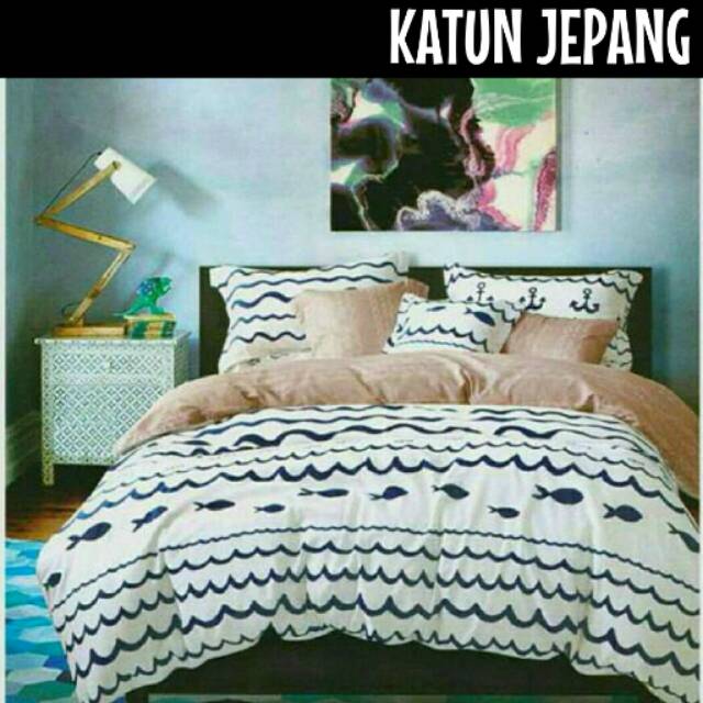 sprei ikan jangkar katun jepang