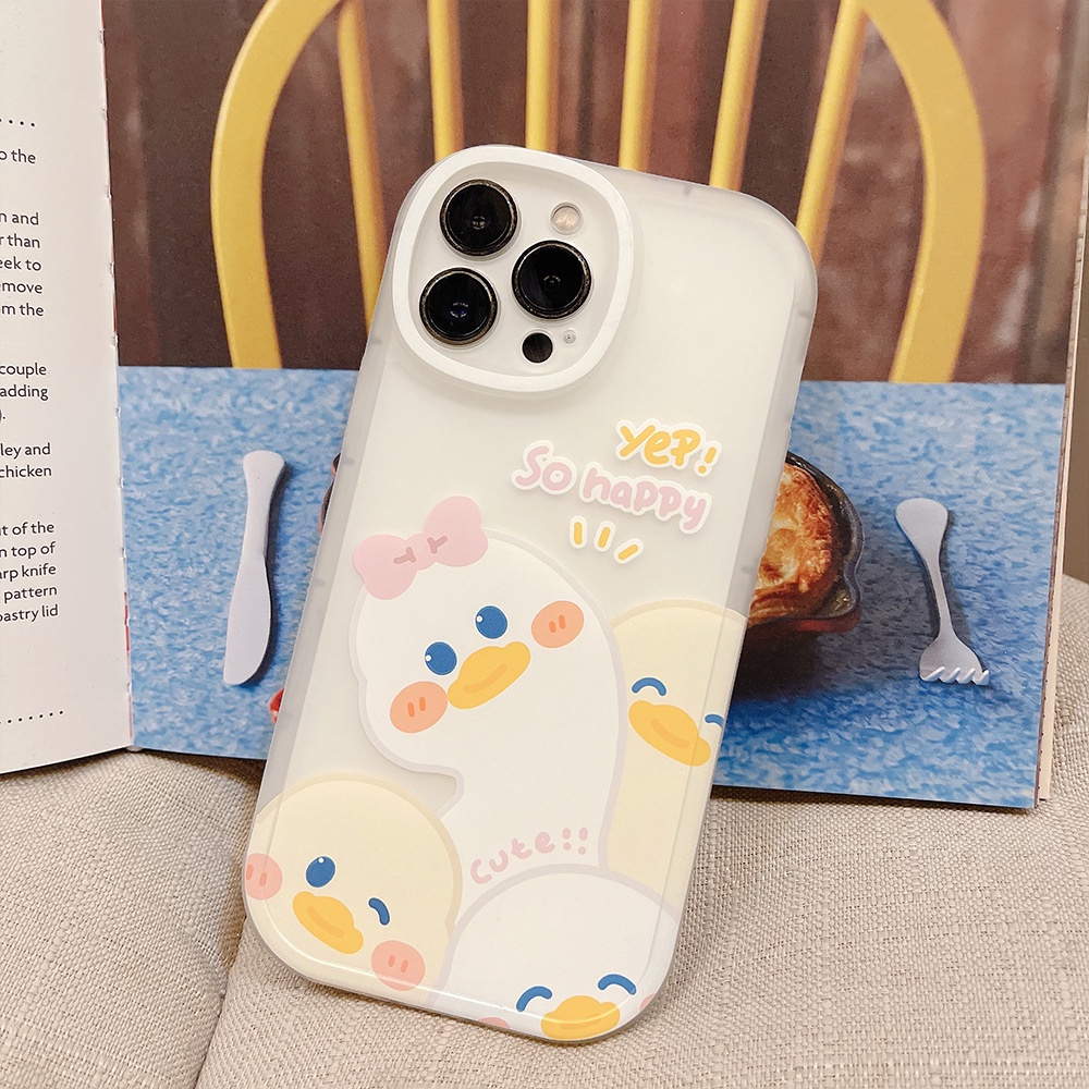 Case TPU Transparan Motif Kartun Bebek Untuk iPhone 11 7Plus 8Plus Xr XS Max 13 12 Pro Max 11 XSMAX 8p X 12