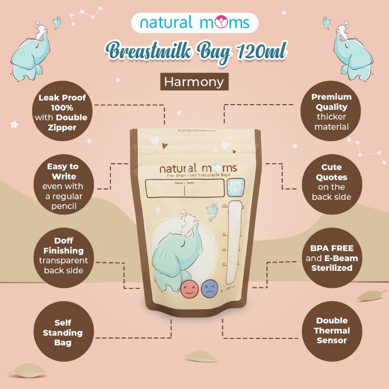 Natural Moms Breastmilk Storage Bag Kantong ASI 100 ml &amp; 200 ml Isi 30