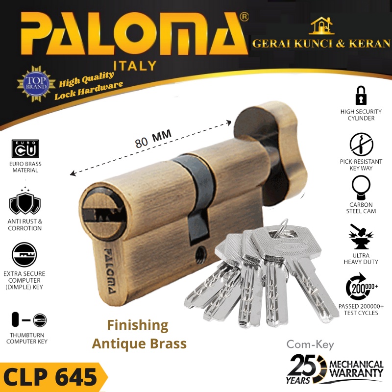 Knob Cylinder PALOMA CLP 645 DELUXE KC-CK 80MM - Computer Key