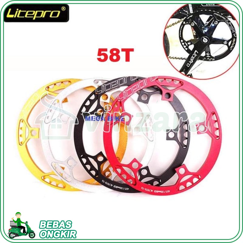 CHAINRING Litepro 58T BCD 130MM chain ring lite pro 130 mm bcd 58 t crank sepeda lipat folding bike 