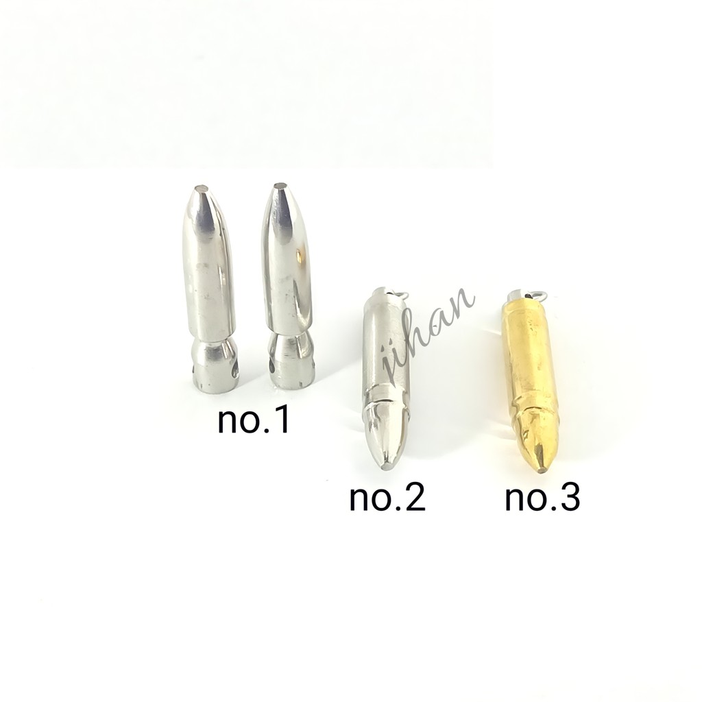 Liontin Titanium Peluru Asli Anti Karat Kalung Pria Cowok Rantai Gold Emas Putih Perak Silver Keren