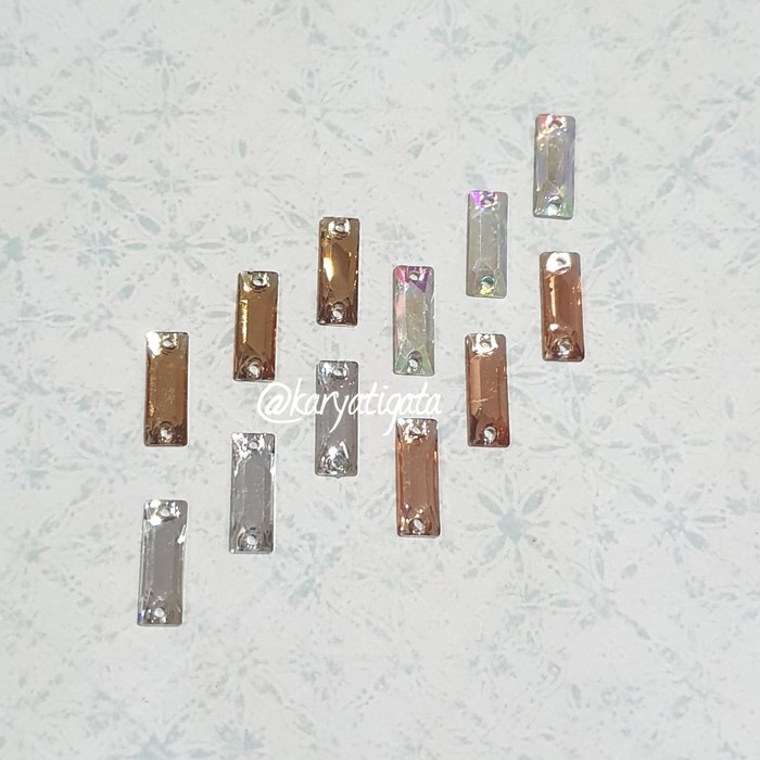 Mote Tempel / Mote Jahit Resin Persegi - 6 mm x 17.5 mm (10 pcs)