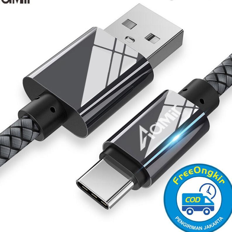 ✼ JY X Aamir Braided Line Kabel Data Type C Charger 100cm Fast Charging Cable - AMKB03 ➸