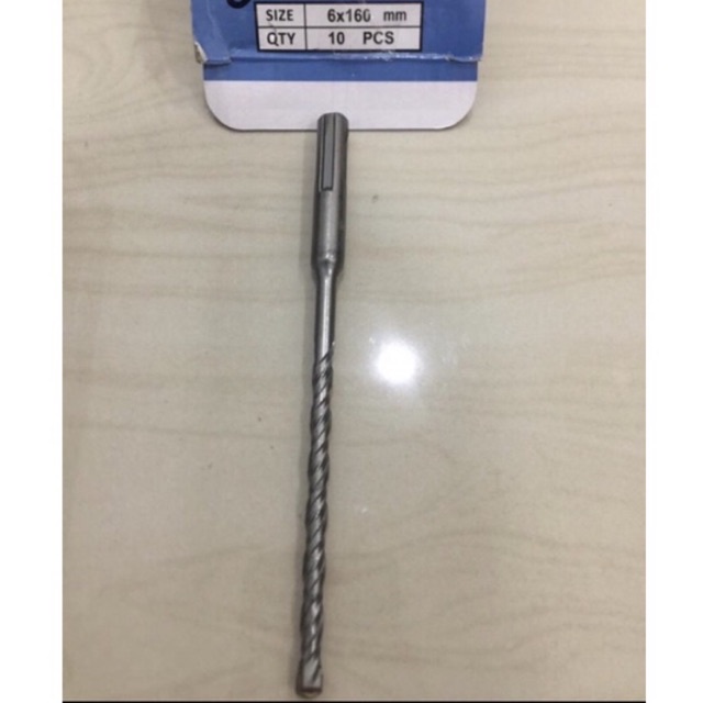 MASSAKI 6x160 Mata bor beton colok 6mm x 16cm sds plus tembok dinding hammer drill 6 mili concrete w