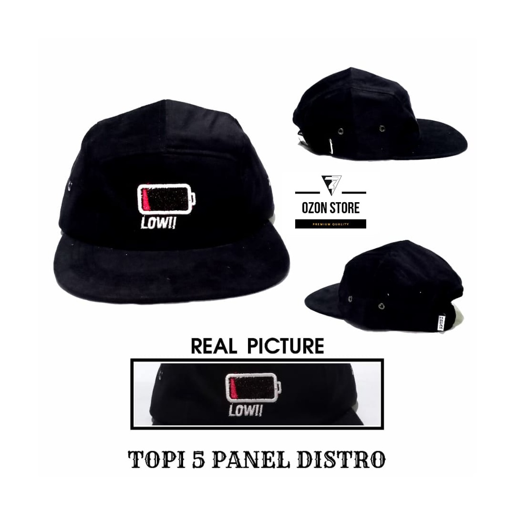 Topi Distro Pria Topi 5 Panel LOW Baterai Topi Pria Snapback Distro Branded