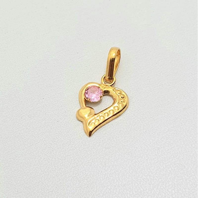 Liontin Emas Muda Love Mata Pink 1/2 Gram