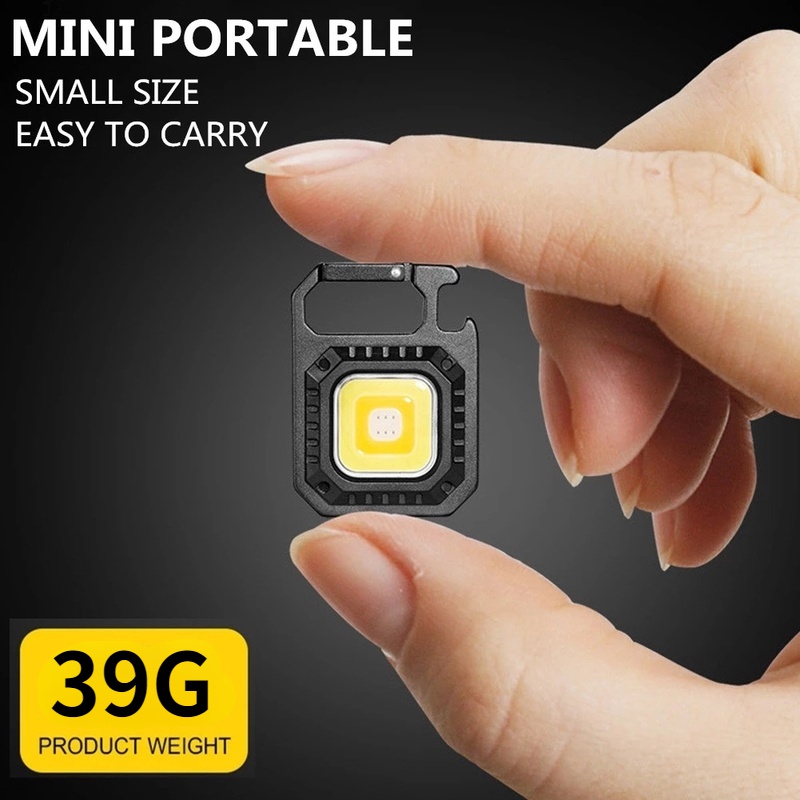 3 in 1 Lampu Senter LED Mini / COB Saku Magnetik Portable Rechargeable Dengan Gantungan Kunci
