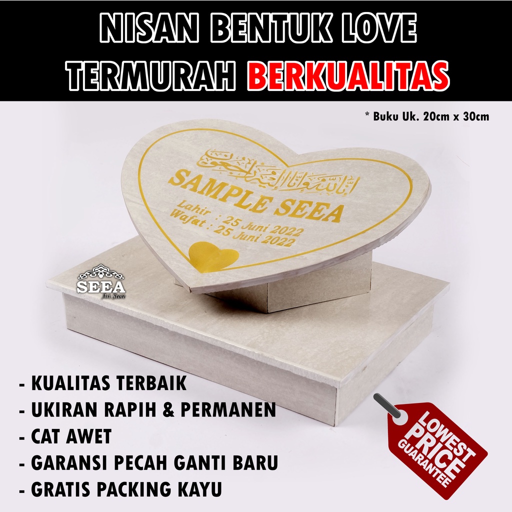 GARANSI   !!!  BATU  NISAN MAKAM KUBURAN MOTIF LOVE UKURAN + PACKING KAYU TERMURAH