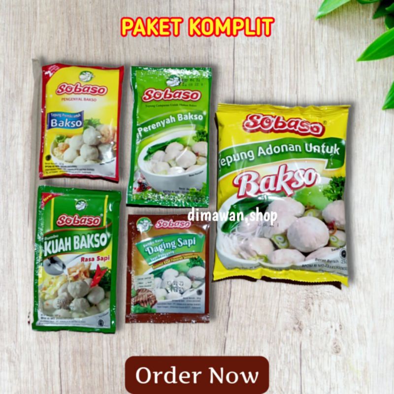 

SOBASO Tepung bakso paket komplit bumbu kuah rasa daging sapi
