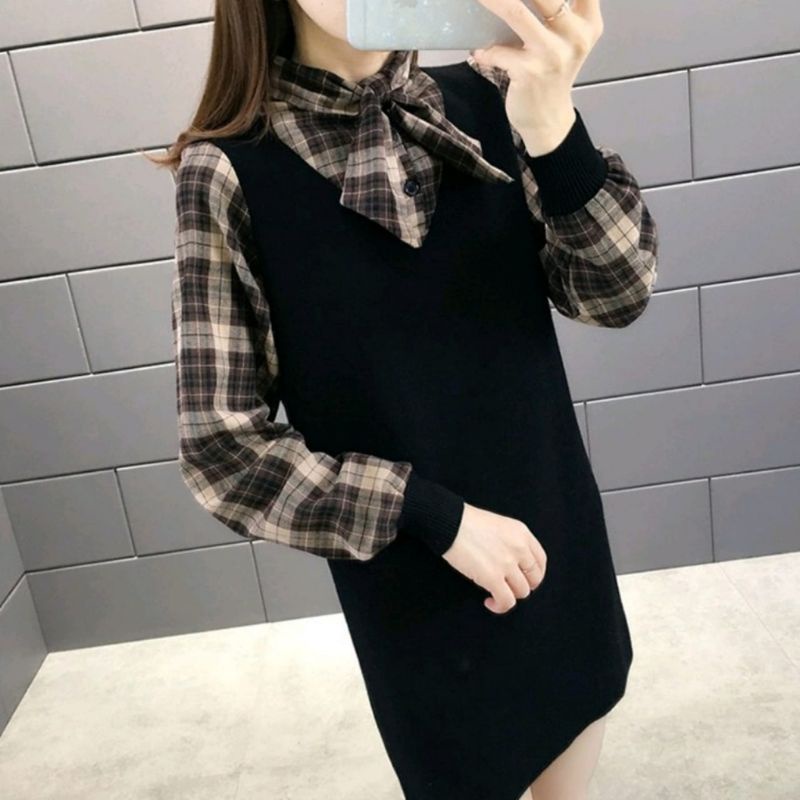 Sojin long tunik semi midi dress korean style fashion wanita remaja