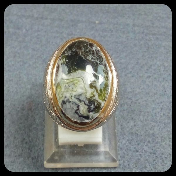 CINCIN PANCAWARNA GREEN AGATE NEW STONE COLLECTOR ITEM