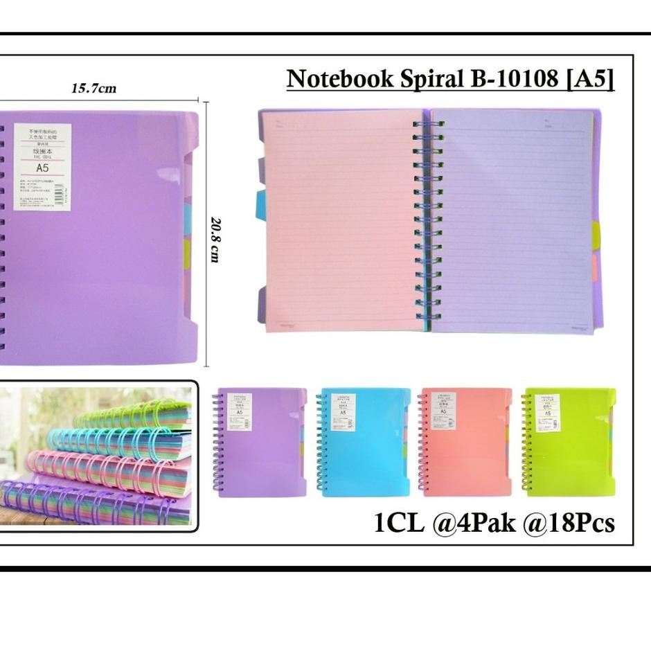 

Spesial Terbaru buku notebook ring divider warna a5 pastel 120 lembar adam
