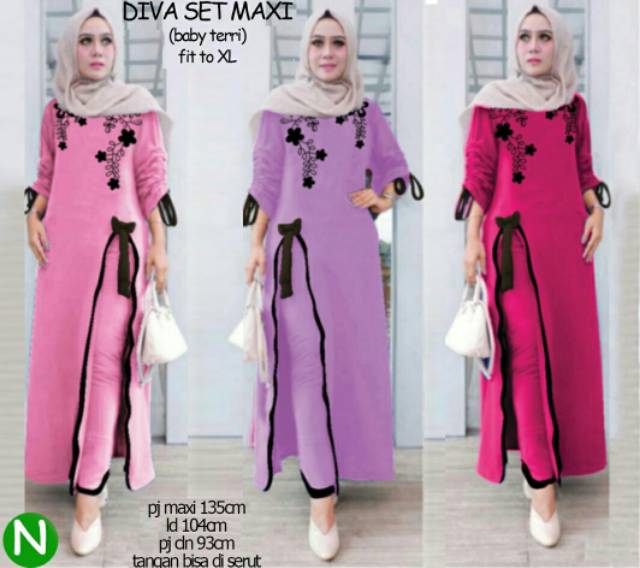 Diva Set Maxi, setelan wanita, setelan modis, fashion wanita, fashionable, setelan casual,murah,ootd