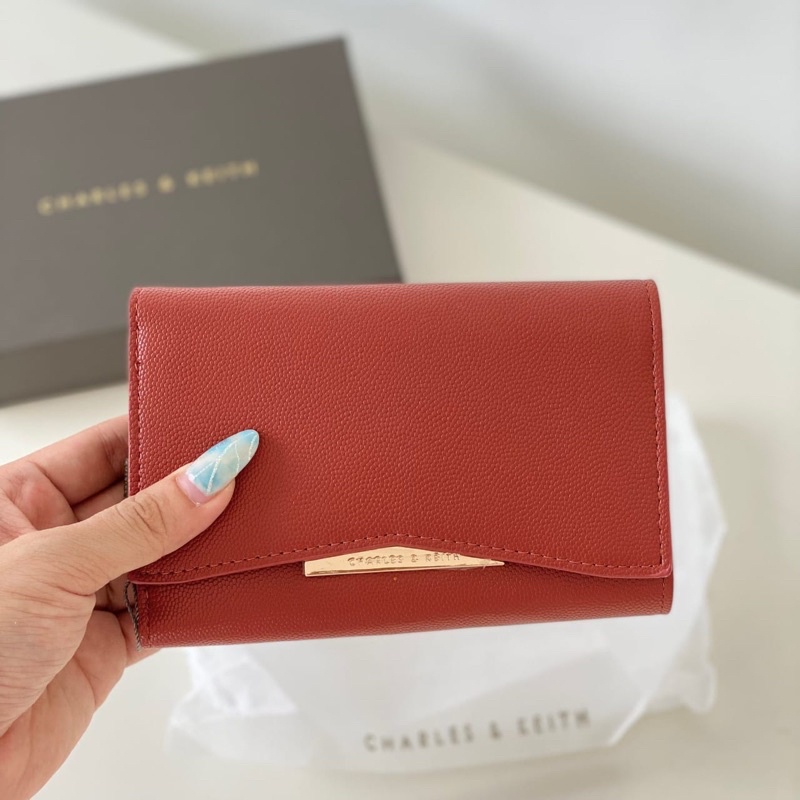 DOMPET WANITA IMPORT CK CNK FRONT FLAP WALLET ORI | Vente Gallery-Brown + Box