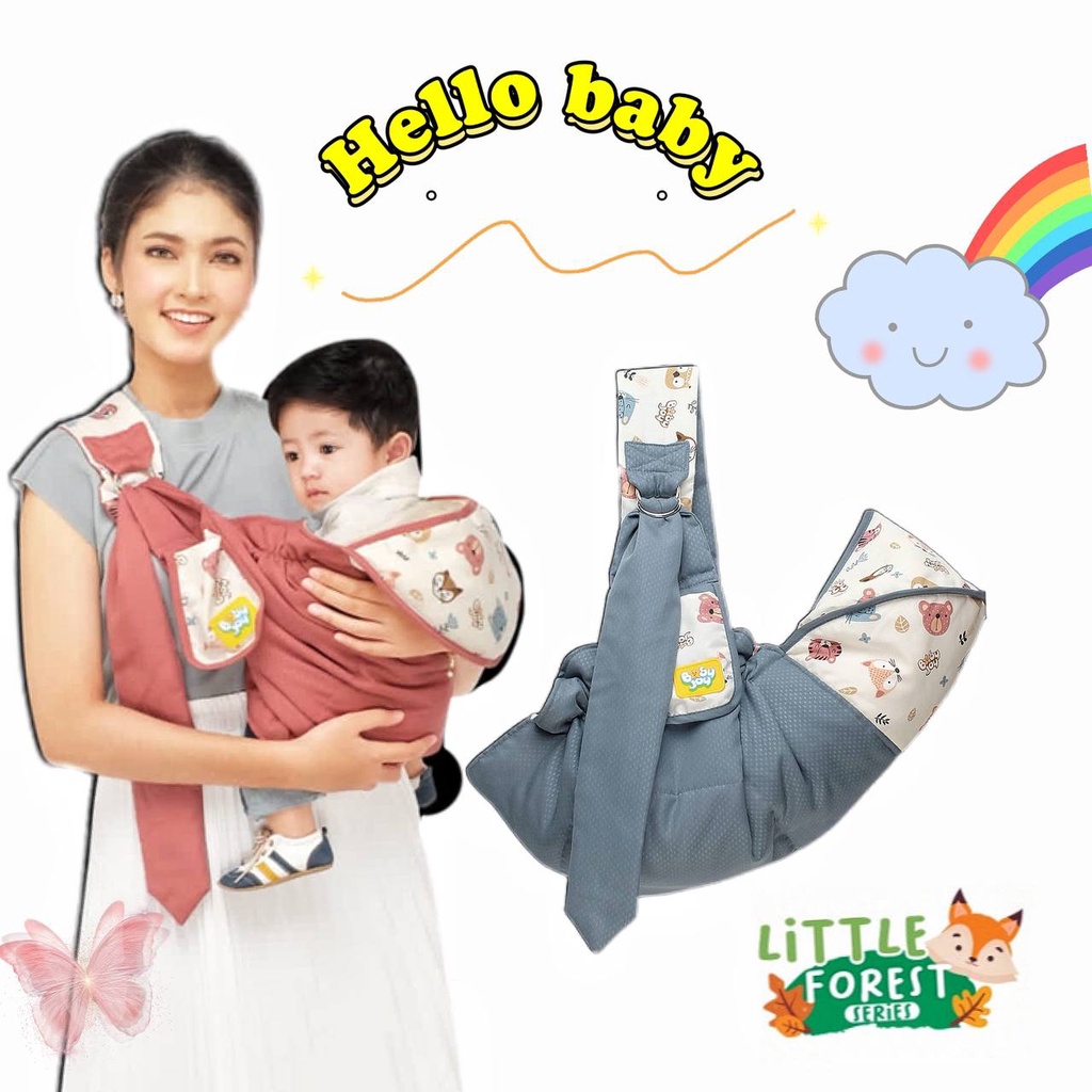 Baby Joy Gendongan Bayi Samping (cocok u/ newborn) + Kantong Botol Susu Little Forest Series