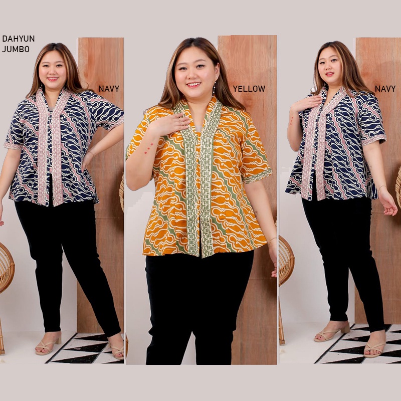 Evercloth Dahyun Blouse Wanita Atasan Wanita Blouse Batik Perempuan Atasan Batik Wanita Lengan Pendek Kebaya Kimono Batik Baju Kutu