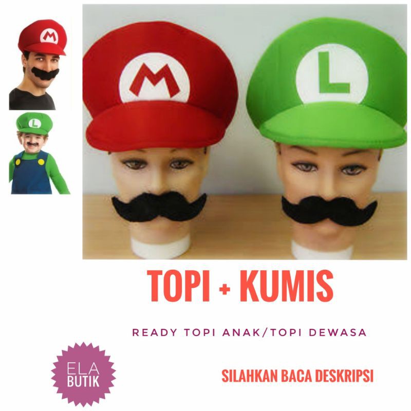 topi mario-mario bros-luigi- kostum mario-kostum halloween
