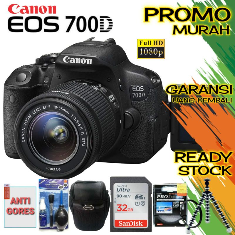 Jual DSLR CANON EOS 700D + LENSA 1855MM IS STM ORIGINAL 100 GARANSI 1(00)