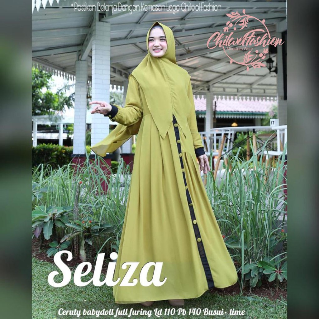 Gamis Syari Ibu Bahan Ceruti Full Motif Terbaru Lebaran 2021