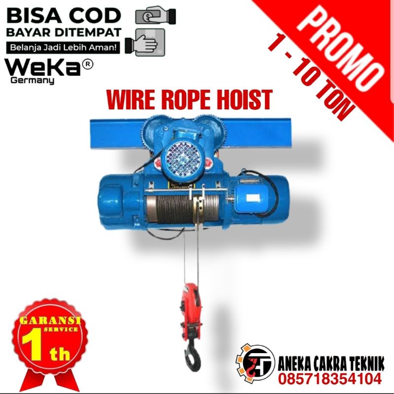 Electric Wire Rope Hoist 1 Ton x 12 Meter WEKA Germany