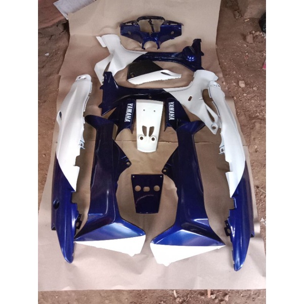 cover bodi body set halus fiz r warna putih biru caltek polos set