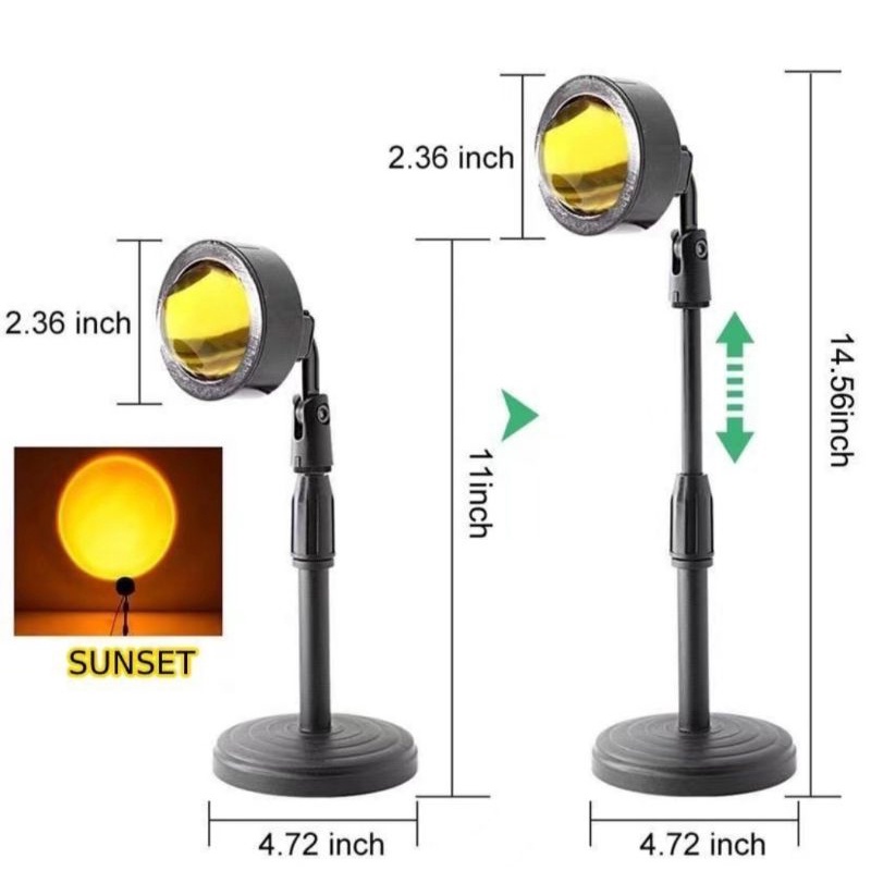 Sunset Lamp Lampu Tidur Proyektor LED Motif Matahari Terbenam 4 Color Style RGB