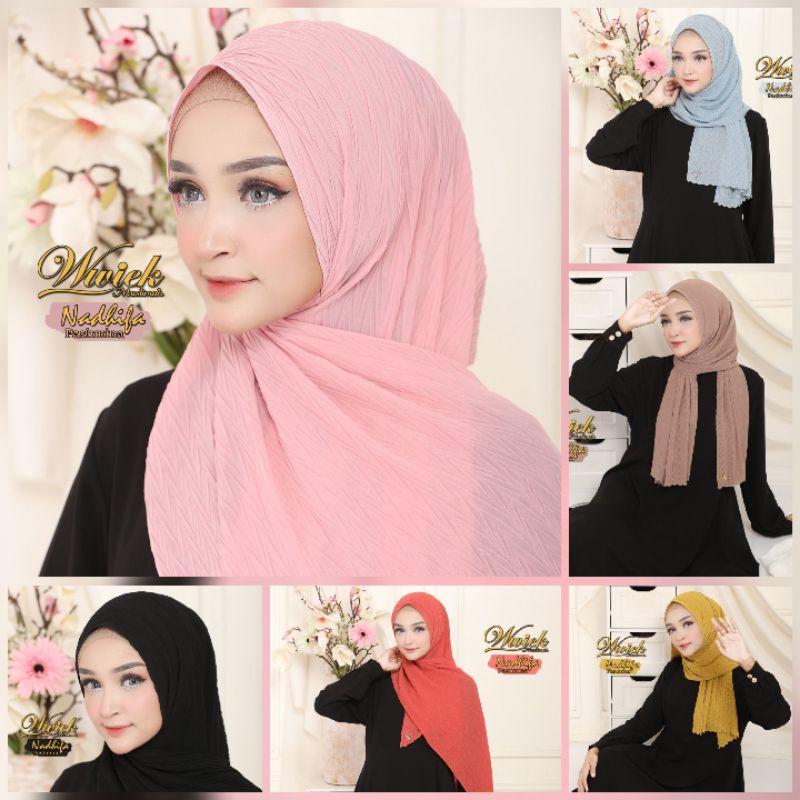 (x8) WK. NADIFA Kerudung Hijab Khimar Scarf Wanita Muslimah Pashmina Nadhifa By Wwiek Muslimah. Nazr