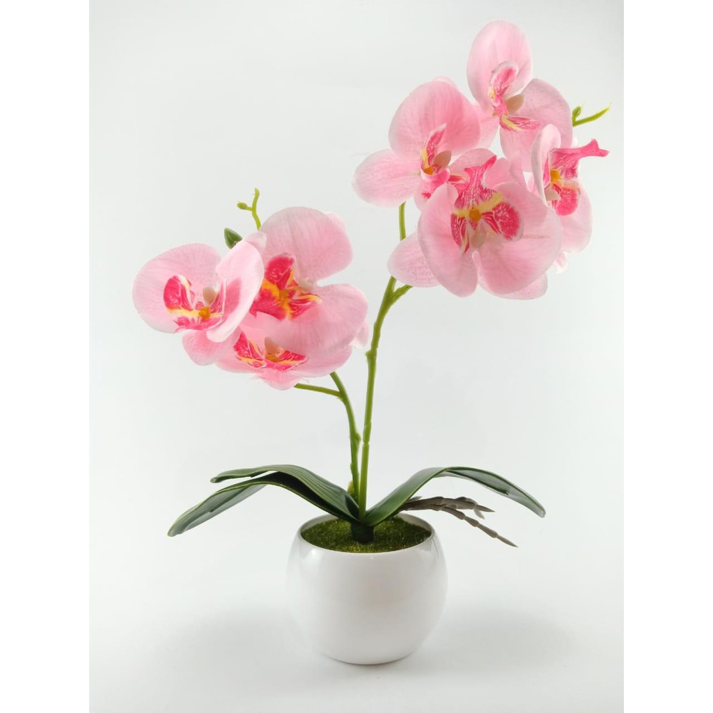 COD BUNGA PLASTIK BUNGA PAJANGAN IMITASI BUNGA ARTIFISIAL BUNGA ANGGREK LATEX TANAMAN HIAS BP8840 B-PINK