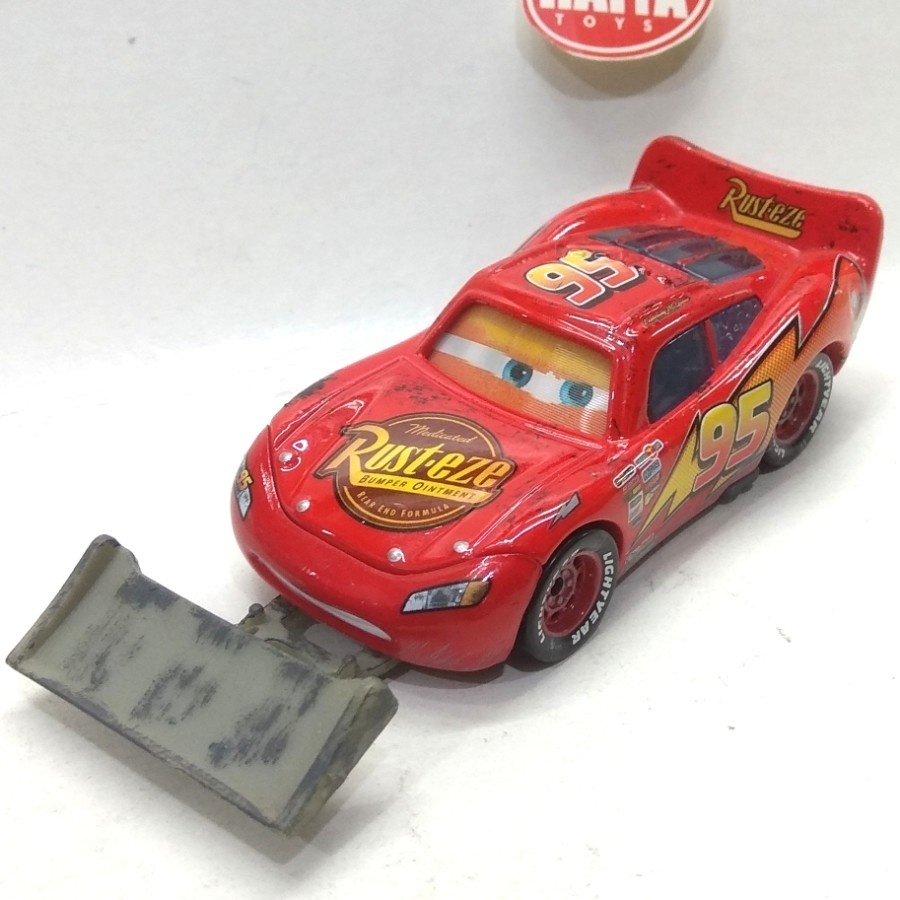 Jual DIECAST DISNEY CARS LIGHTNING MCQUEEN WITH SHOVEL EYES CHANGE MATA BISA GERAK LOOSE ORI