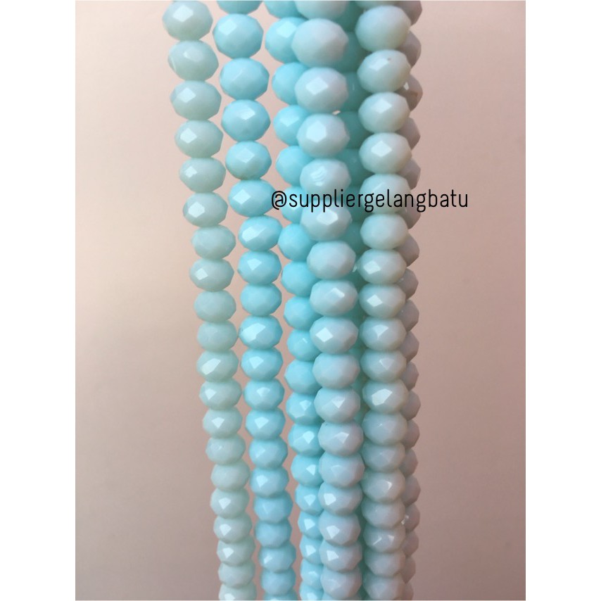 Crystal Ceko Doft 8mm BIRU LAUT muda blue beads manik donat rondel aksesoris craft fashion supplier