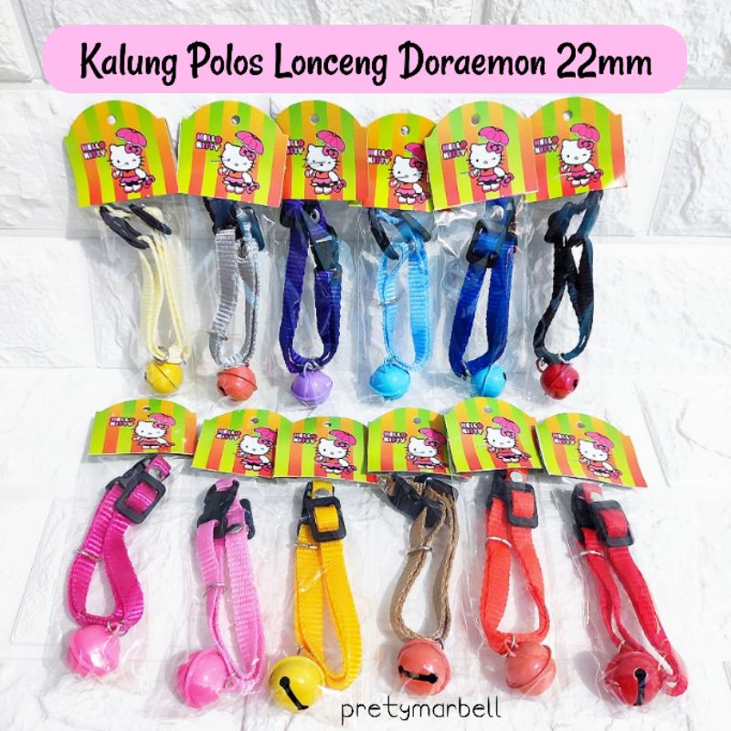 Kalung Kucing Polos Lonceng Doraemon 22mm Aksesoris Hewan (Warna Lonceng Random)