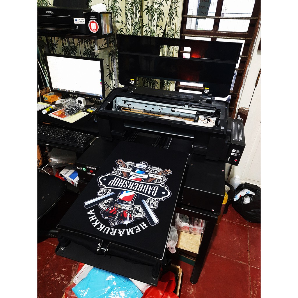 SABLON KAOS SATUAN PRINT DTG KAOS HITAM GELAP A3