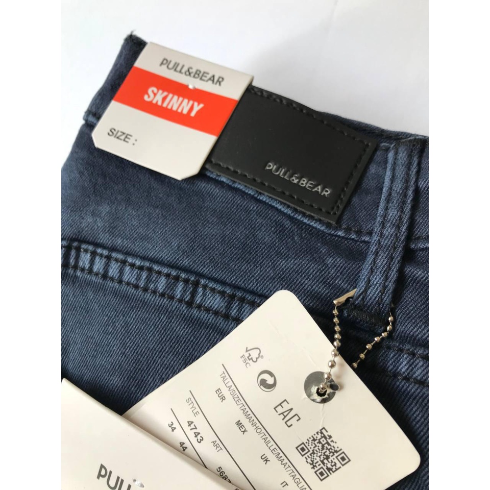 CELANA JEANS PRIA PULL&amp;BEAR DARK BLUE NAVY SKINNY STRETCH PULLANDBEAR PULL &amp; BEAR PULL P&amp;B BIRU TUA