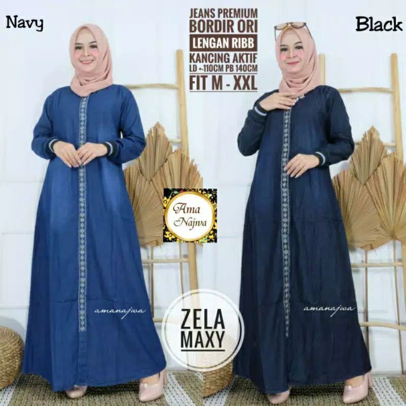 GAMIS JEANS ZELLA MAXI FASHION WANITA DRESS JEANS