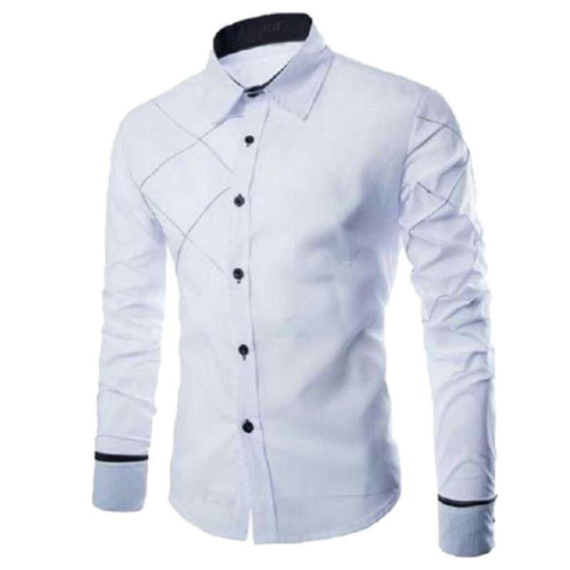 Kemeja Pria Lengan Panjang Abu Grey / Xman Cowok / Baju Kantoran Murah Formal Casual Slim Fit-Xman Putih
