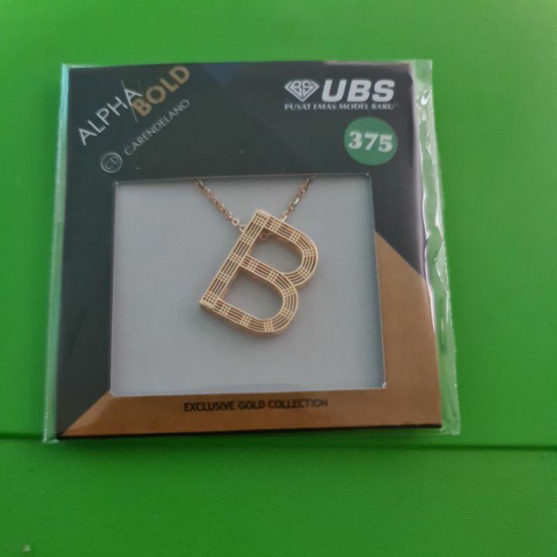 Kalung Alpha Bold huruf B kadar 375 UBS