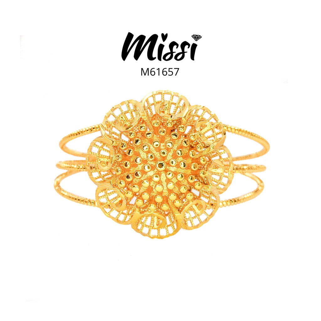 Missishop - M61657 Gelang Tangan Kaku Dubai Model Matahari Lapis Emas 24Karat