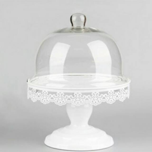 Jual GLASS CAKE STAND COVER DIAMETER 25CM Shopee Indonesia