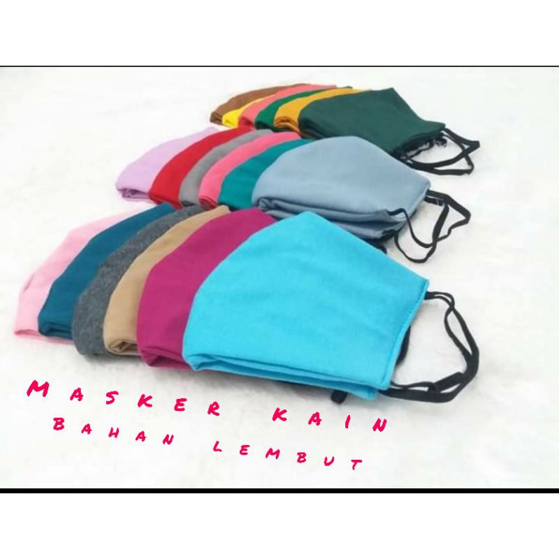 4 PCS MASKER KAIN POLOS EARLOOP/TALI KUPING /MASKER ANTI POLUSI DEWASA UNISEX WARNA RANDOM