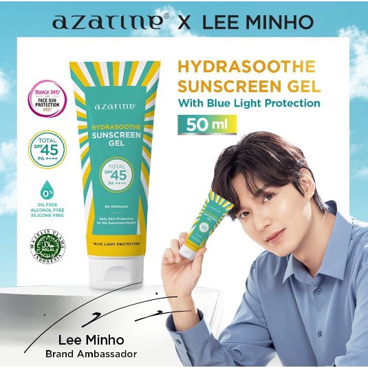 Azarine Hydrasoothe Sunscreen Gel SPF 45 50ml (BLUE LIGHT) AZARINE X LEE MIN HO AZARINE NEW PACKAGING