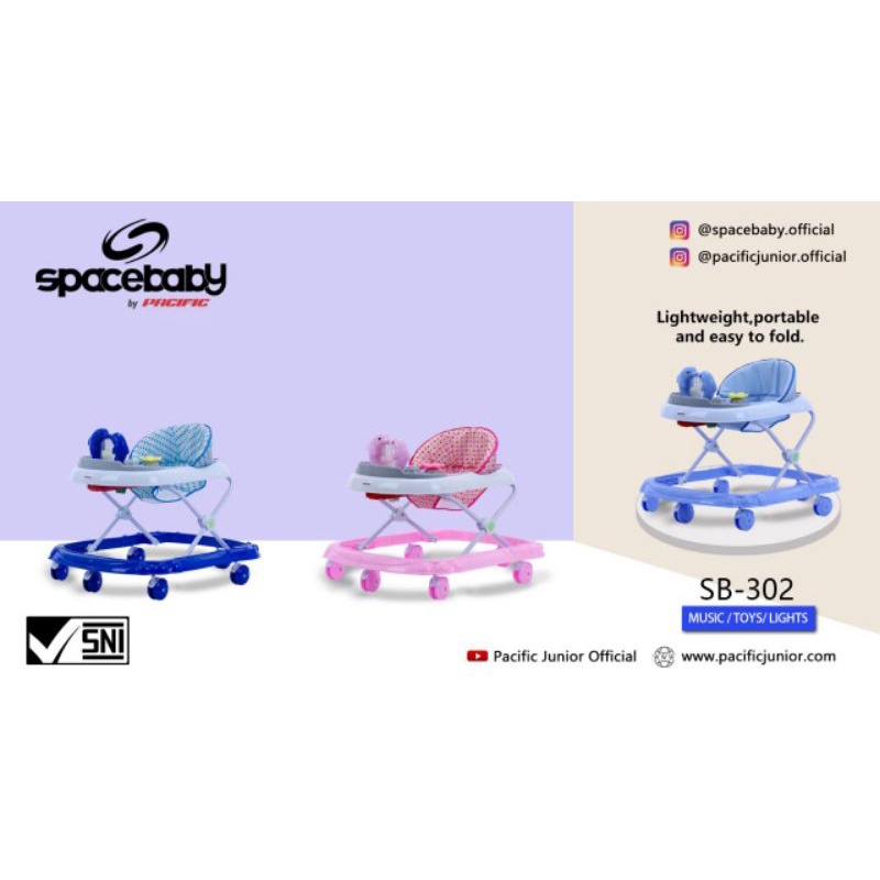 Bisa COD Mainan Anak Bayi Rolling Baby Walker Babywalker Spacebaby SB-302 Musik Mainan Murah Berkualitas